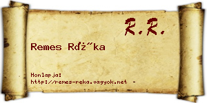 Remes Réka névjegykártya